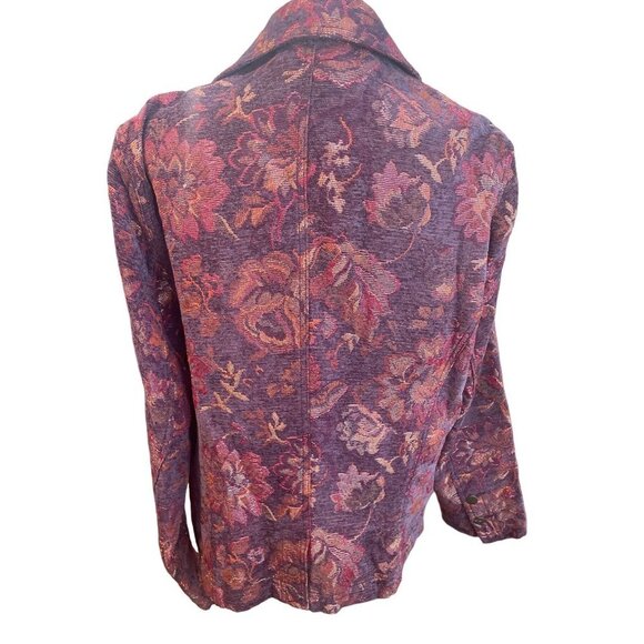 Coldwater Creek Dark Fall Colors Heavy Brocade Fabric Blazer Jacket Sz LP - Picture 2 of 9